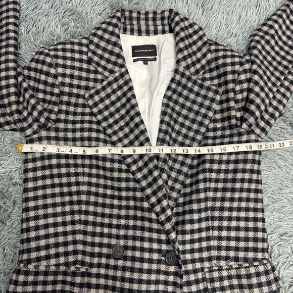 Nordstrom Something Navy Houndstooth Coat Size Medium - Picture 7 of 10